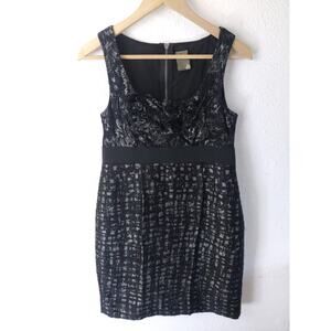 3/$20 Taylor Black Metallic Scoop Neck Sleeveless Mini Sheath Dress Size 8